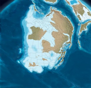 North America overlayed on a map or ordovician