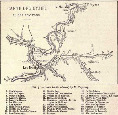 Site map of Les Eyzies