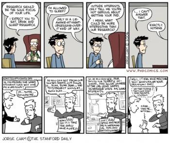 cartoon characters discuss research